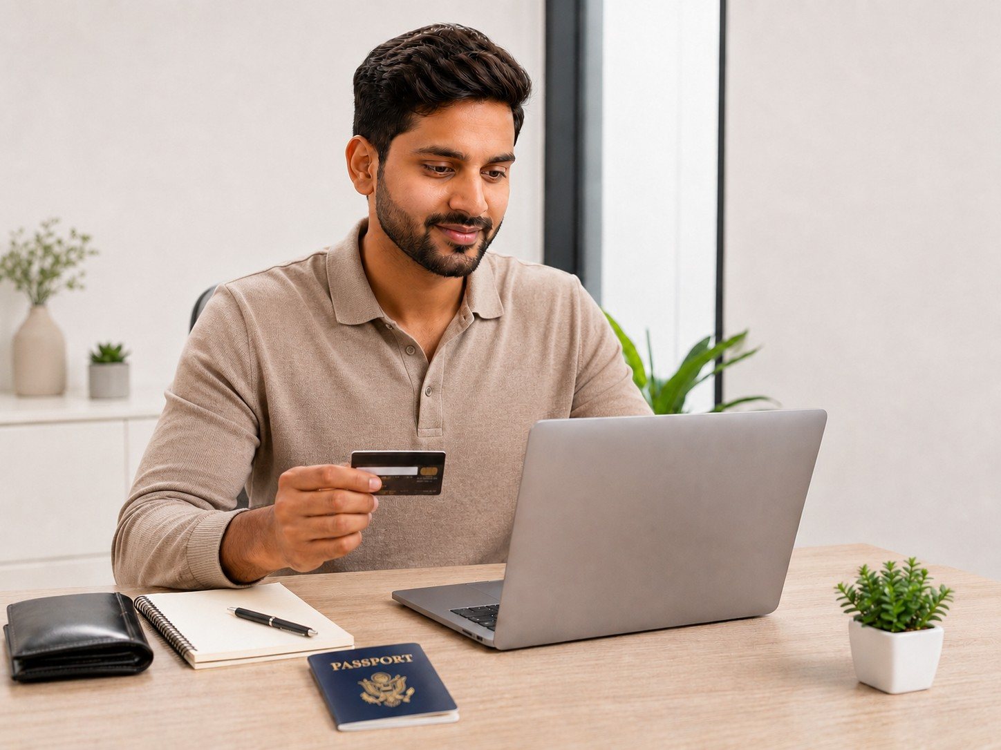 A Man Making A Payment Using A Credit Card