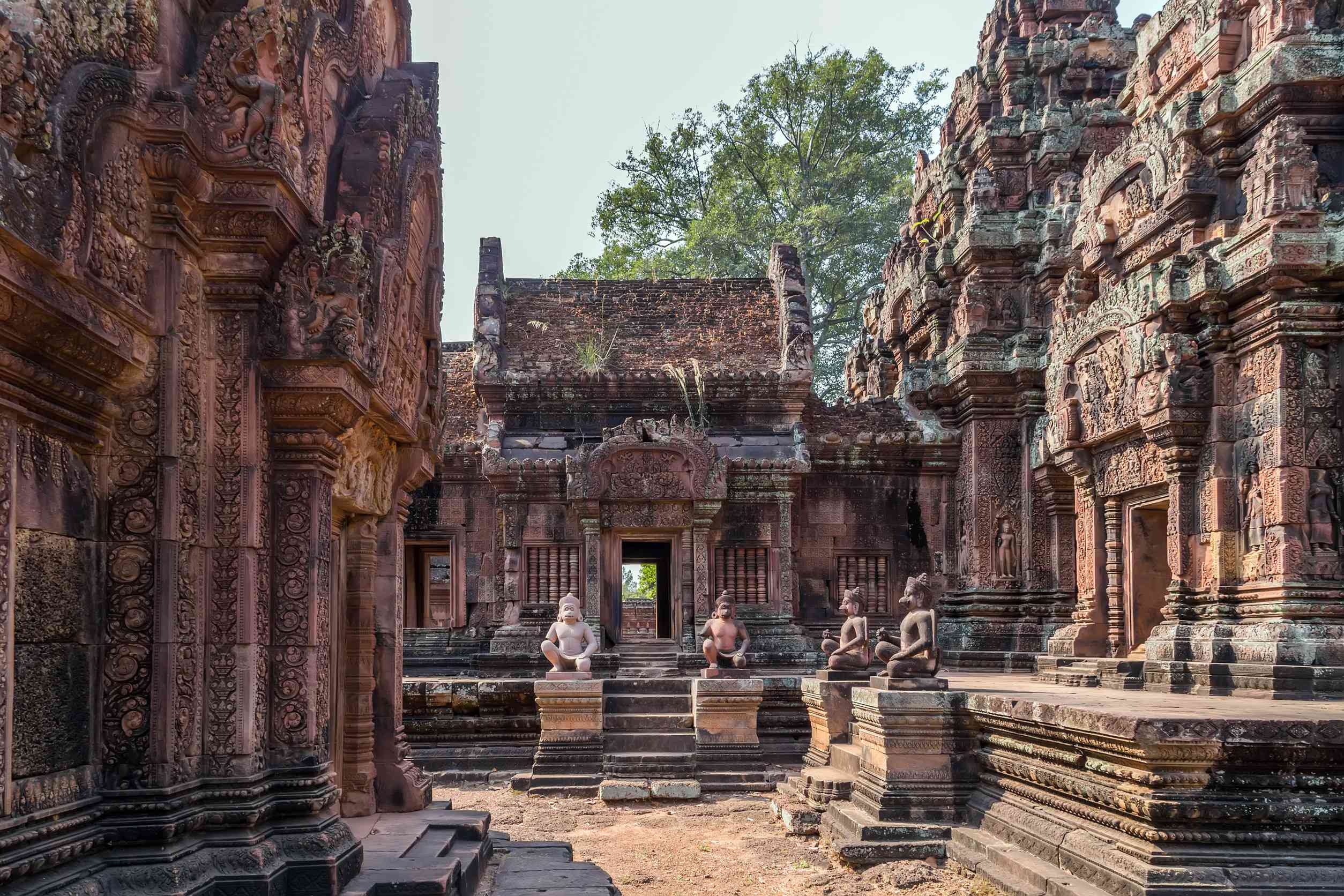 Banteay Srei temple with intricate carvings