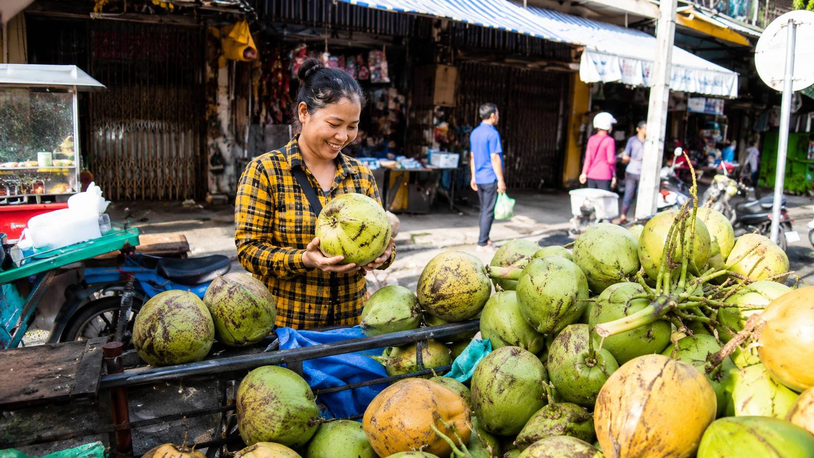 Cambodian Coconut Water Stall