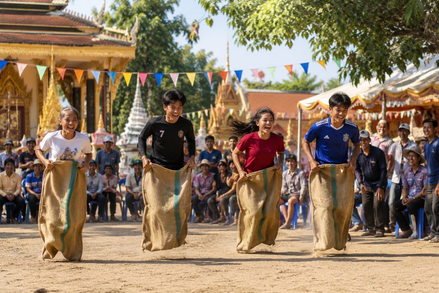 Cambodian New Year Traditional Sack Race