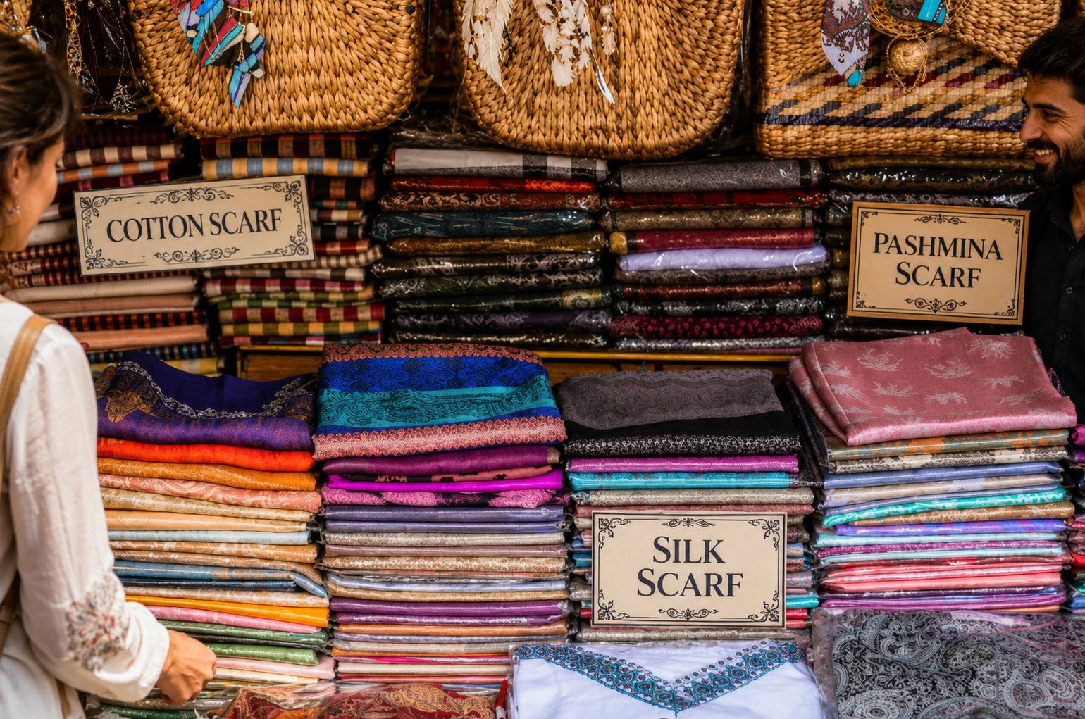 Cambodian Silk Products At Display