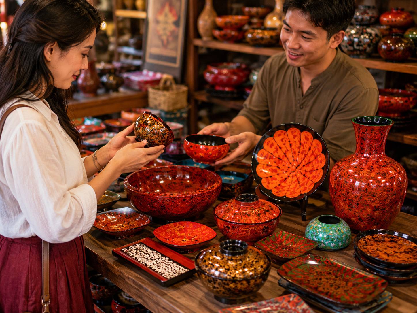 Colourful Cambodian Lacquerware