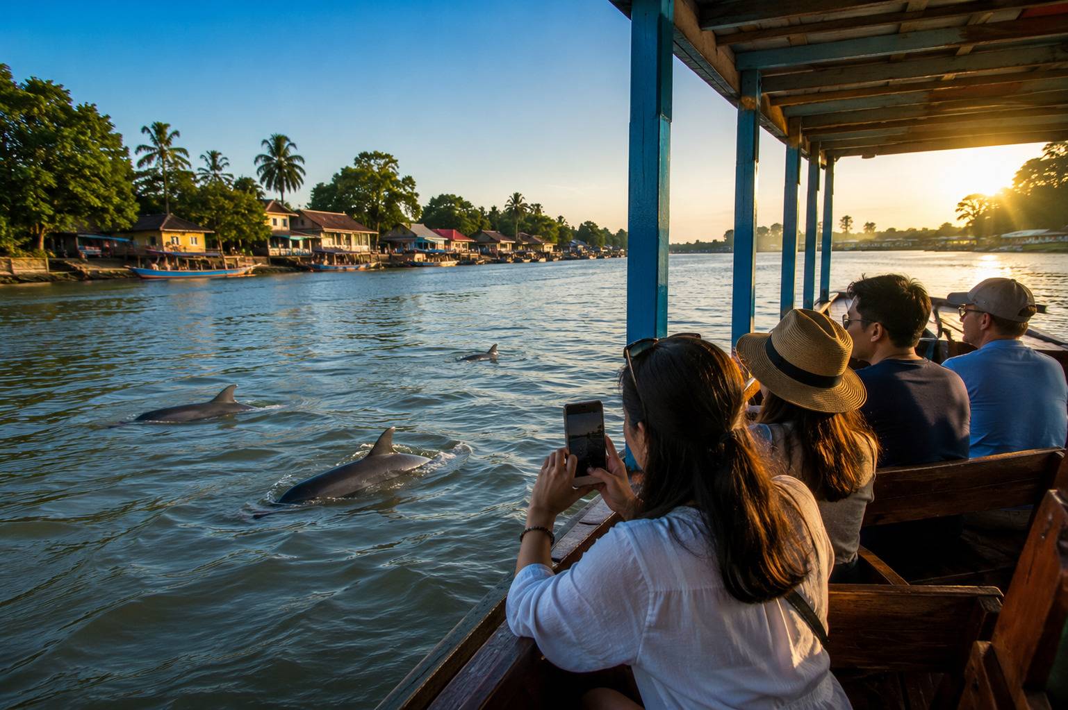 Dolphin Watching Near Kampi Village Kratie