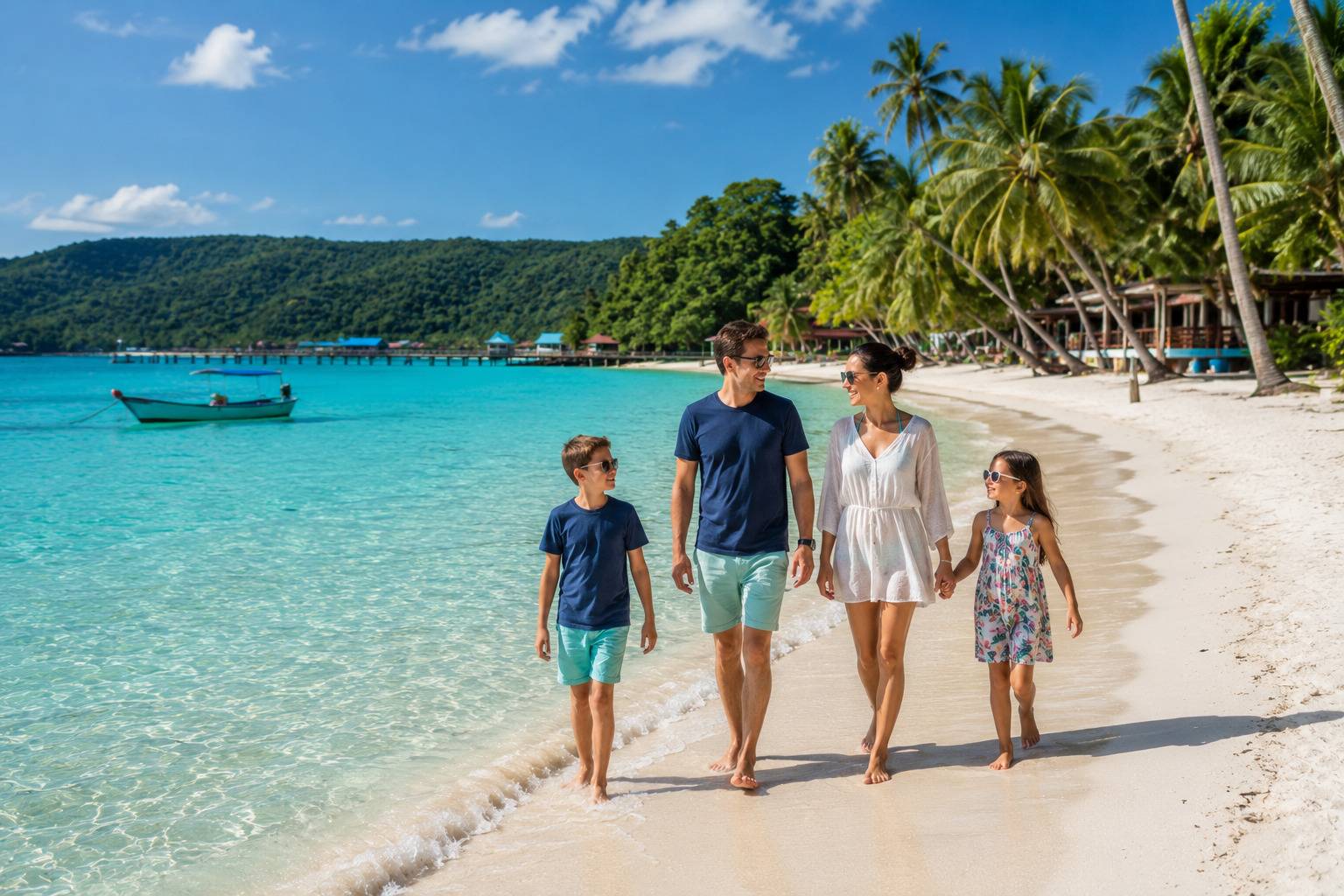Family Enjoying Koh Rong Samloem Beach