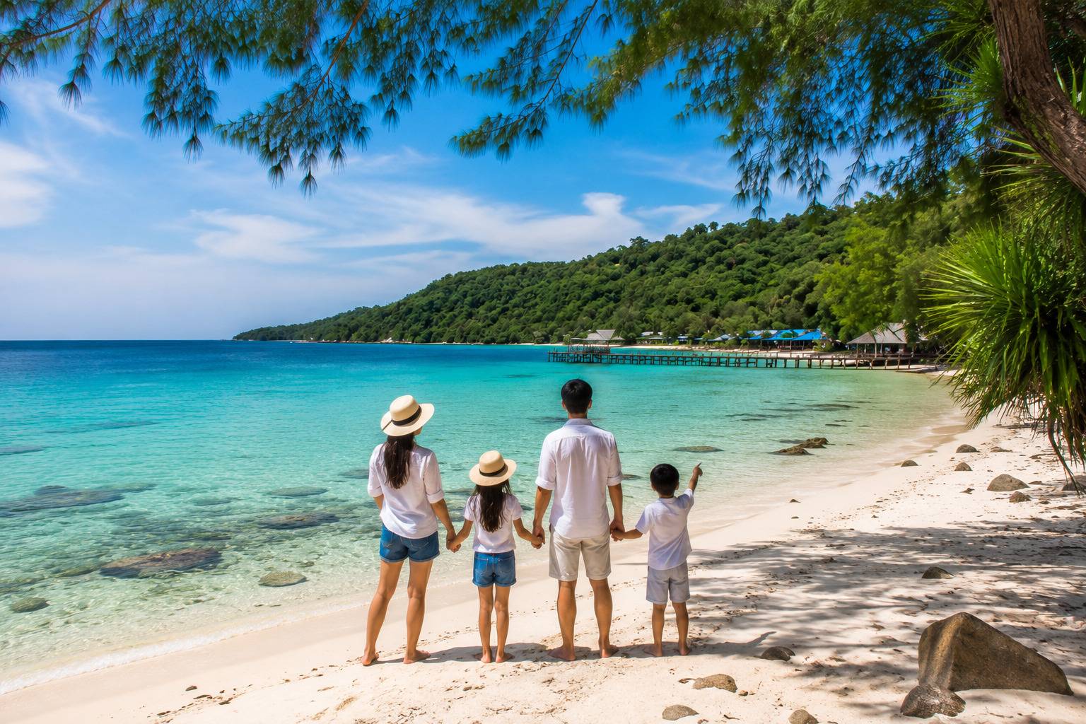 Family Exploring Koh Ta Kiev Beach