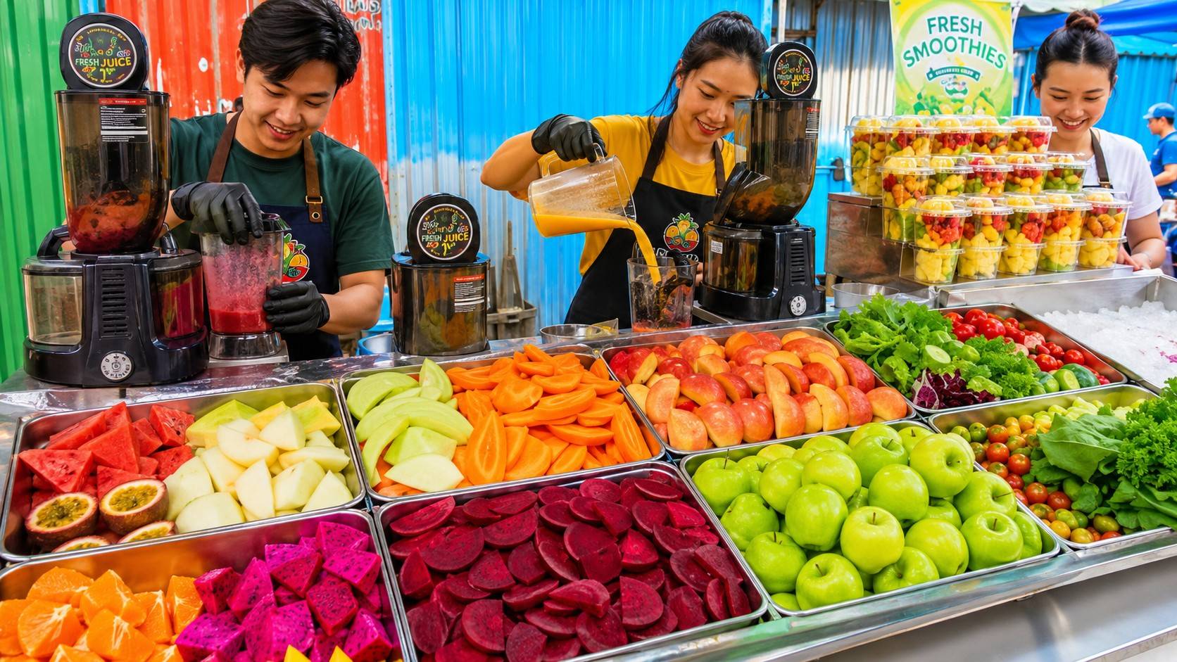 Fruit Shake Stall In Cambodia