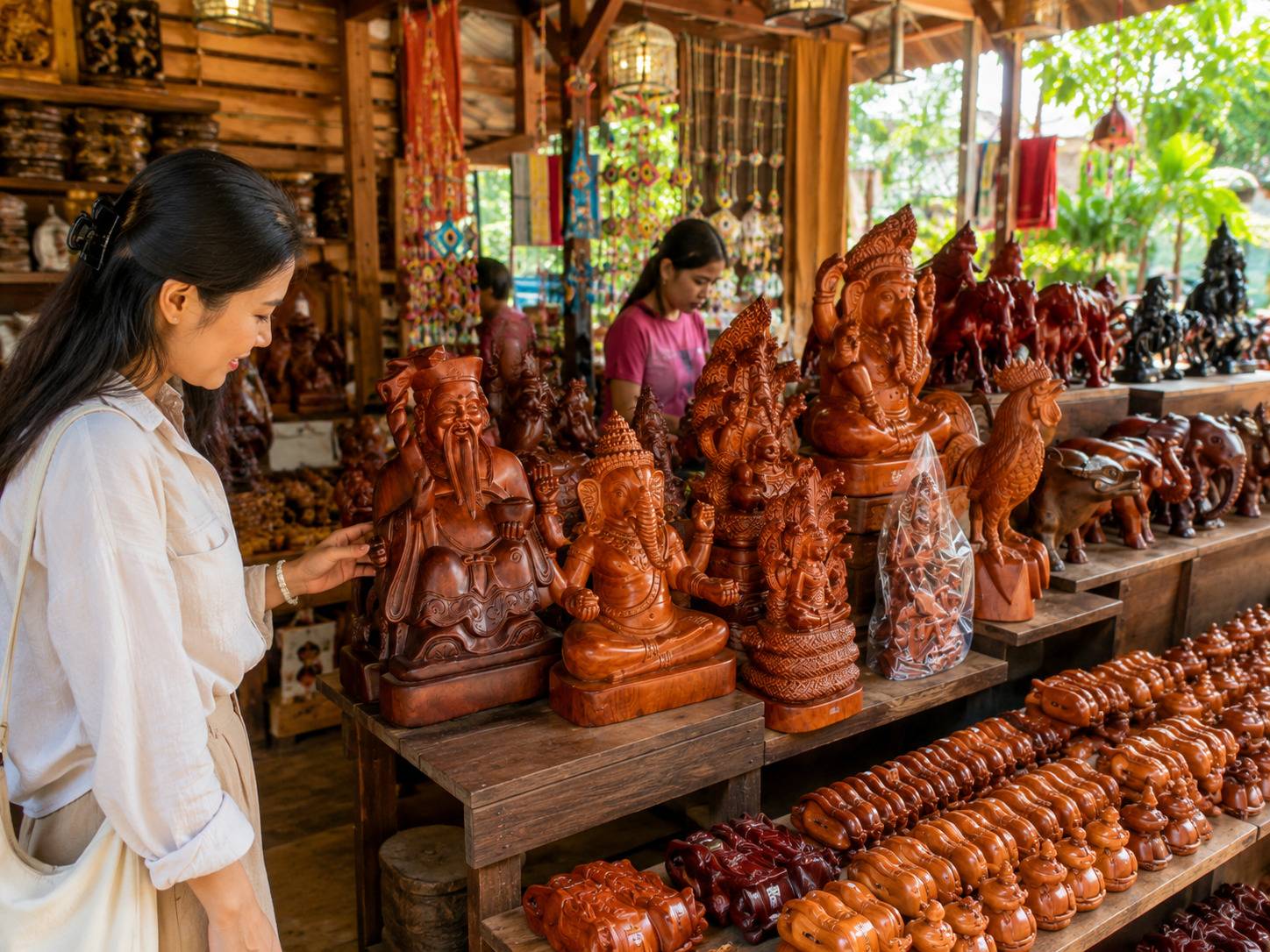 Stone And Wood Carvings Shop In Cambodia
