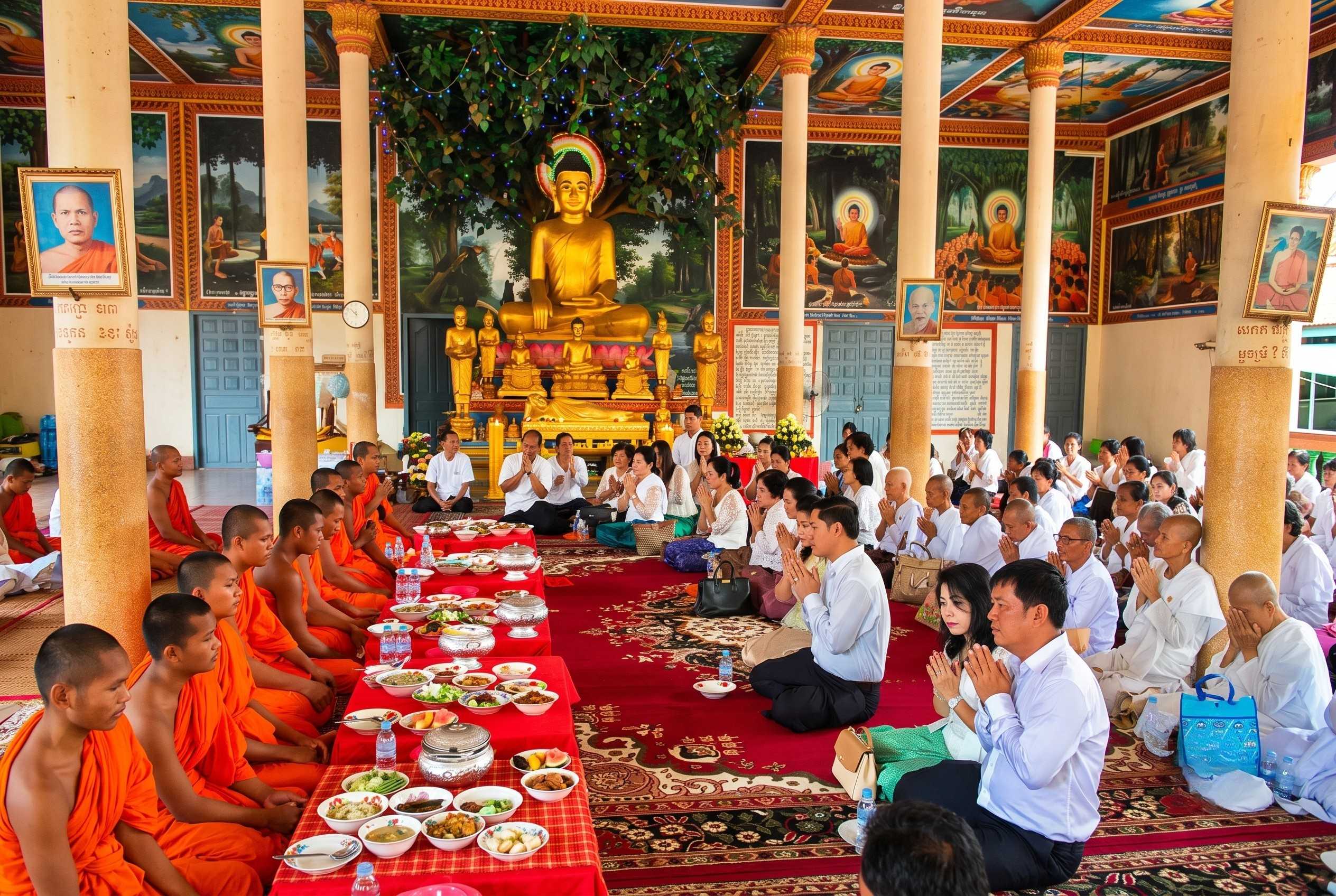Temple ceremony during Pchum Ben