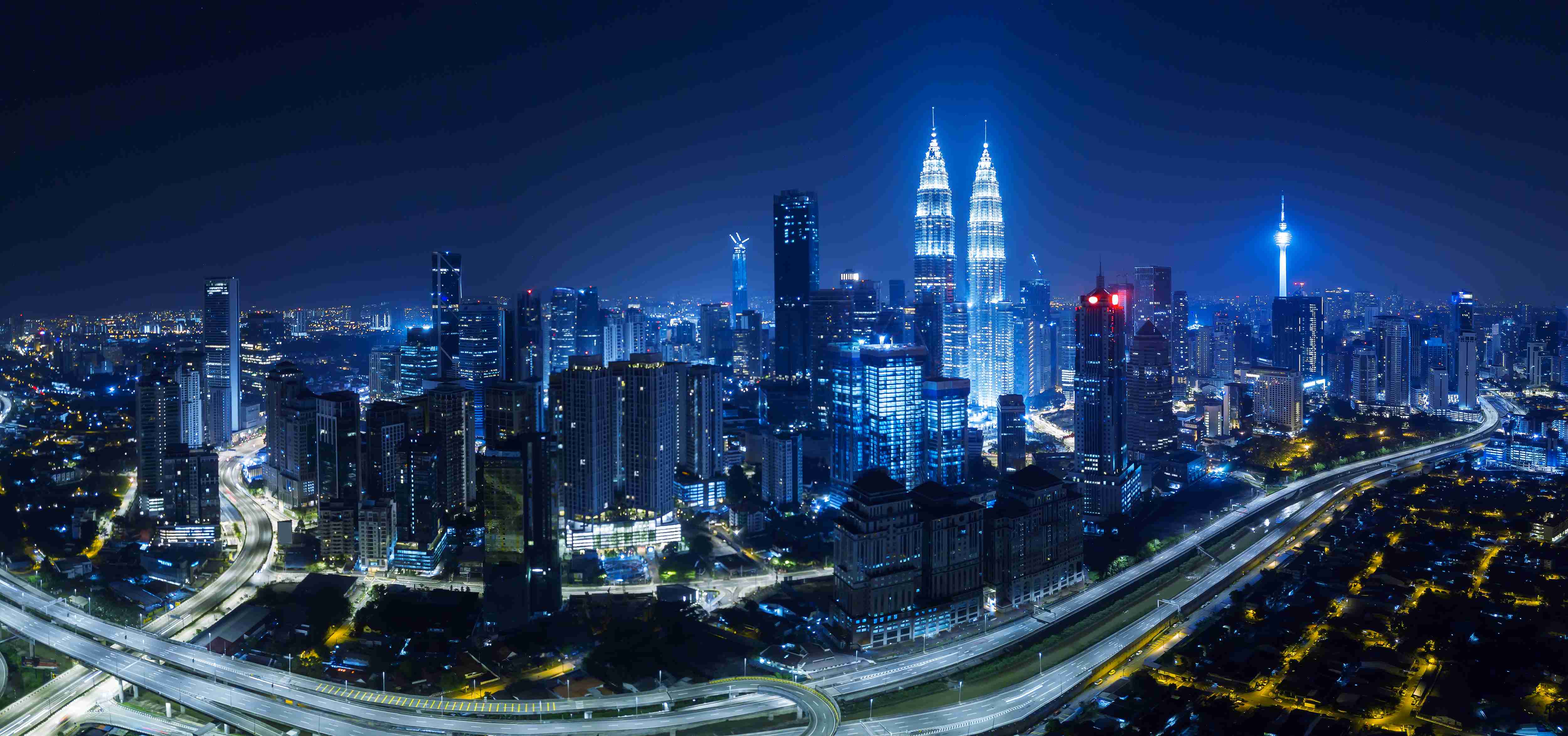 View In The Middle Of Kuala Lumpur Cityscape Skyline Night Scene